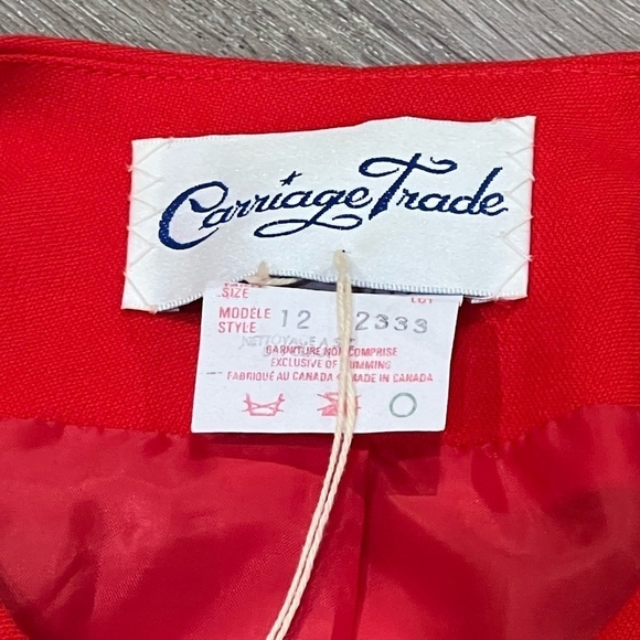 VTG Vintage Carriage Trade Size 8 100% Wool Made in Canada Carlaine Red Coat - Picture 10 of 10